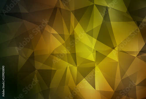 Dark Green, Yellow vector polygon abstract background.