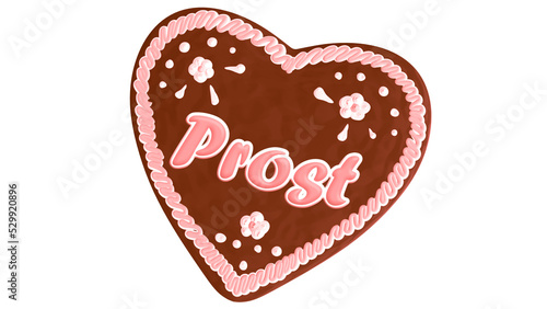 3D 4K Wiesn Oktoberfest Lebkuchen Herz Zuckerguss prost