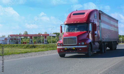 American truck moving on the road