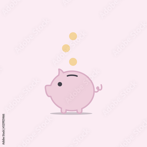 Piggy bank with bitcoin isolated on white background. Blockchain, cryptocurrency concept. Bitcoin saving or accumulation of money, investment. Vector illustration in cartoon flat style 