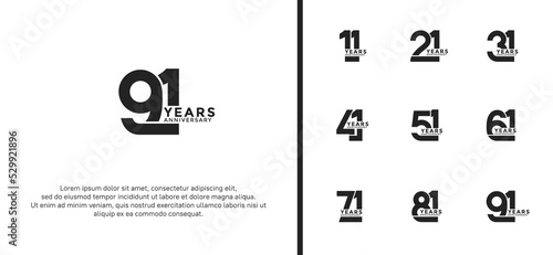 set of anniversary logotype black color on white background for celebration moment