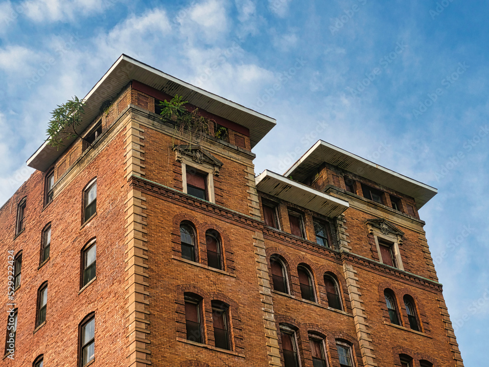 abandoned hotel building Clarksburg WV USA