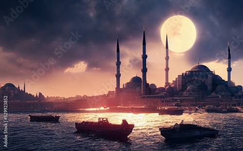 Full moon night in Istanbul photo