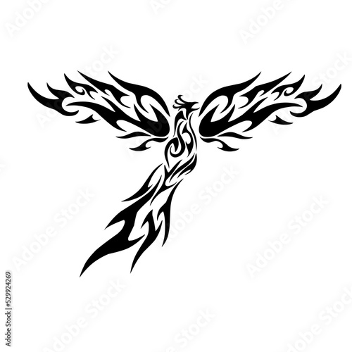 Illustration vector graphics of tribal tattoo art Phoenix
