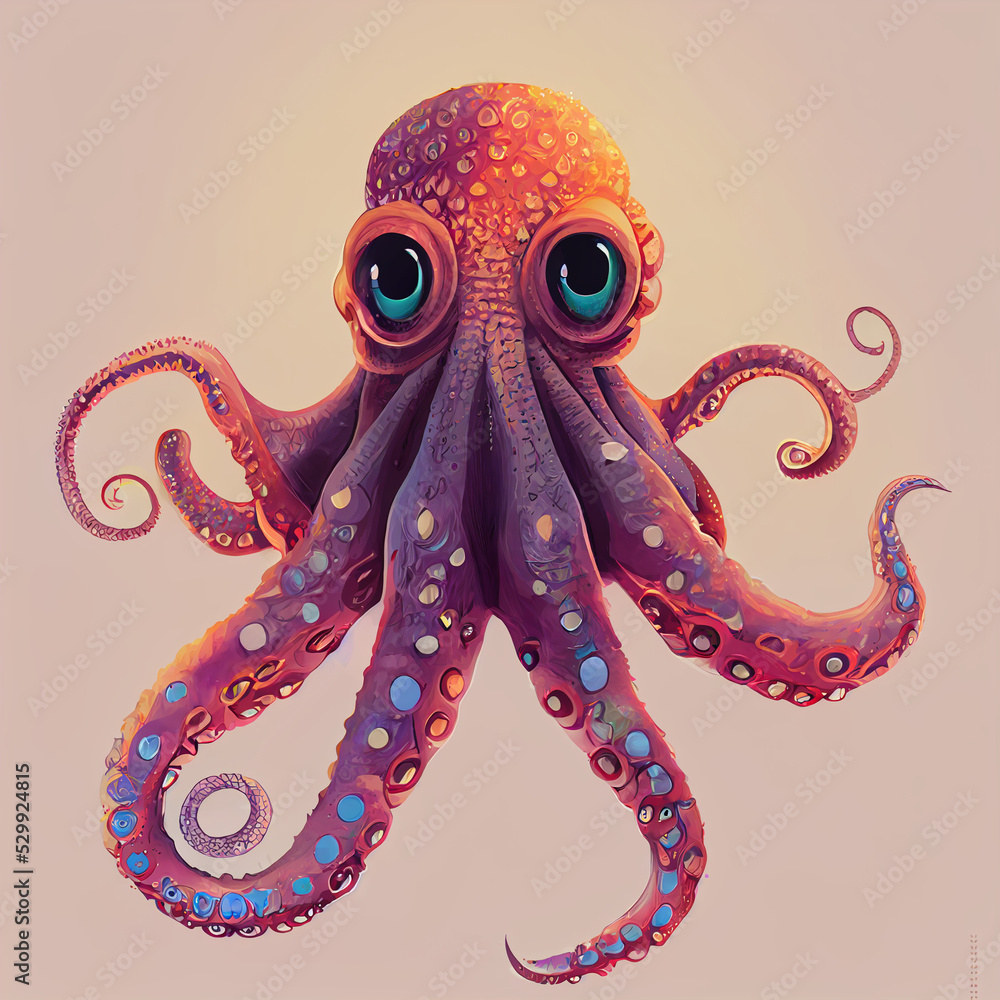 Fototapeta premium Octopus team, ready to explore and collaborate with a new life form