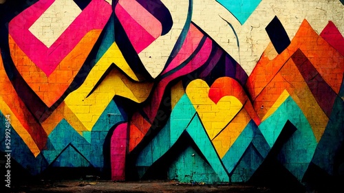 Colorful street art. Graffiti on a wall.