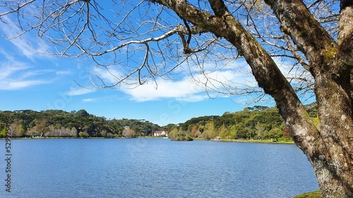 Beautiful landscape of Lake São Bernardo - popular tourist destination in São Francisco de Paula, Rio Grande do Sul, Brazil.