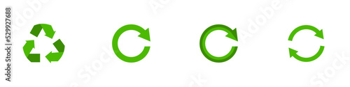 Conjunto de iconos de reciclaje. Concepto de reciclar y reutilizar. Cuidado del planeta y el medio ambiente. Ecológico photo