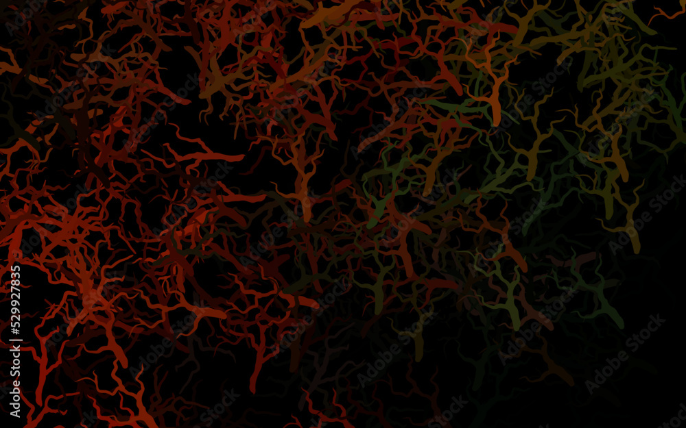 Dark Green, Yellow vector doodle background with branches, leaves. Dark Green, Yellow vector doodle background with branches, leaves.