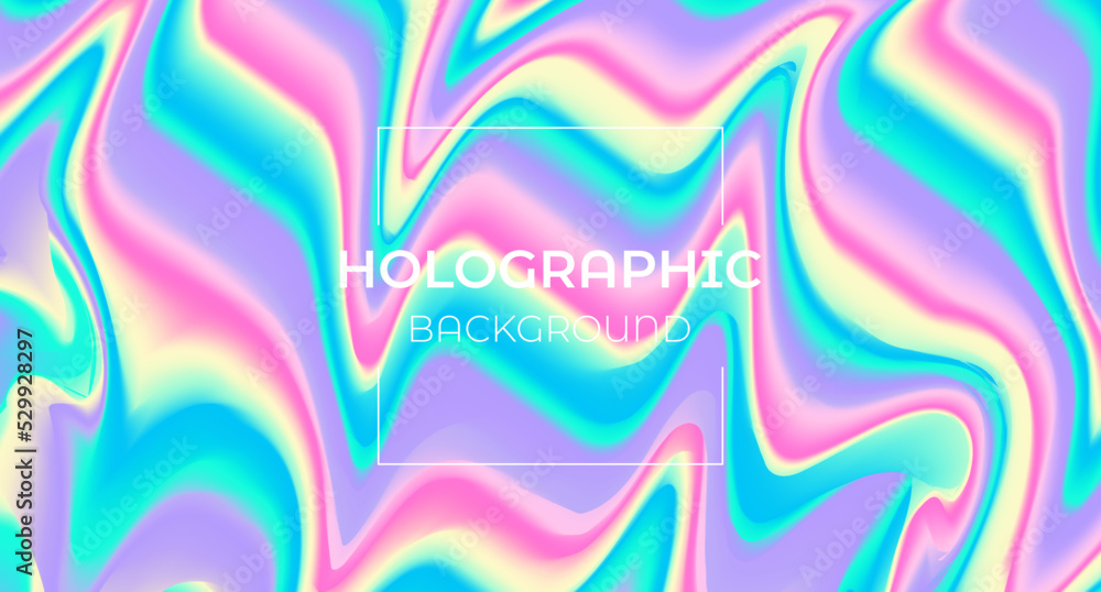 Abstract trendy holographic background. Colorful gradient design. Vector illustration