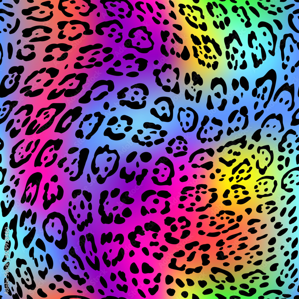Obraz premium Leopard seamless rainbow color pattern.