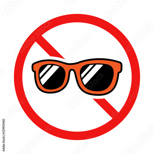No Sunglasses Sign on White Background