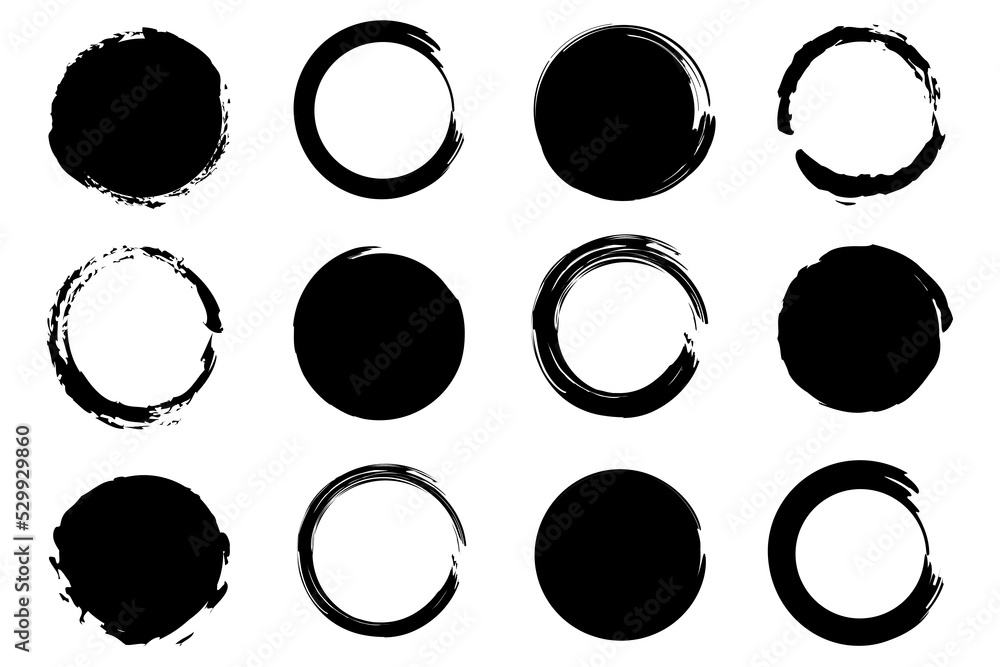 Brush circles. Round shape. Circle frame set. Vector illustration. Stock image. Brush circles. Round shape. Circle frame set. Vector illustration. Stock image.