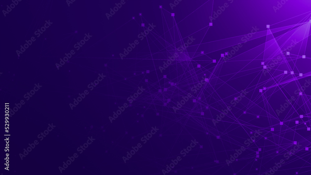 Abstract purple violet polygonal 3d rendering network technology background.