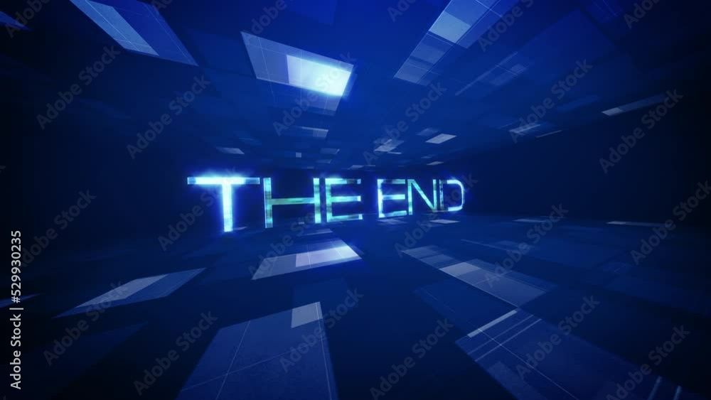The End Text Science technology futuristic cinematic title background. The End Science technology animation for network technology introduction. The End Text Science technology futuristic cinematic title background. The End Science technology animation for network technology introduction.