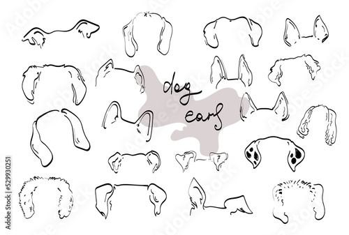 vector doodle dog ears set