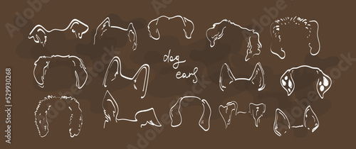 Pet dog Ears tattoo Outline Drawing doodle sketch vector icon illustration