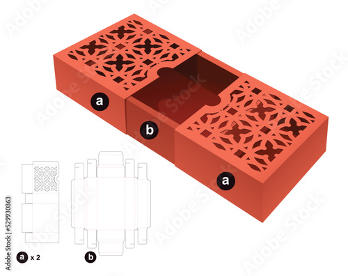 packaging box die cut template and 3D mockup