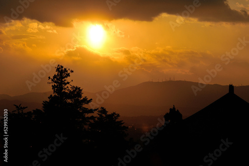 Wallpaper Mural sunset over the Mt.Ikoma at Todaiji temple Torontodigital.ca