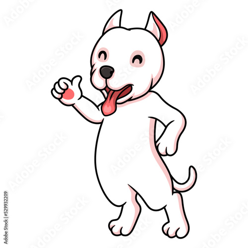 Cute dogo argentino dog cartoon giving thumb up