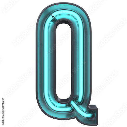 Q Letter Neon 3D Alphabet