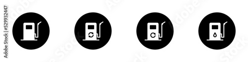 Conjunto de icono de combustible. Estación de gasolina. Gasolinera. Ilustración vectorial estilo silueta