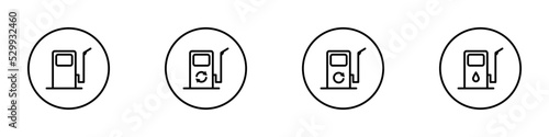 Conjunto de icono de combustible. Estación de gasolina. Gasolinera. Ilustración vectorial estilo círculo