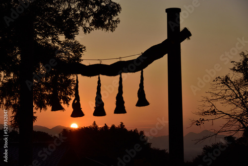 sunset at Hibara shrine in Nara photo