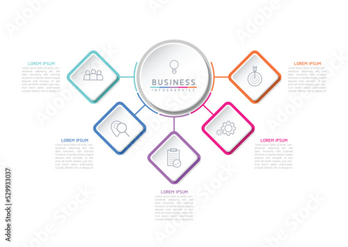 Connecting Steps business Infographic Template with 5 Elements