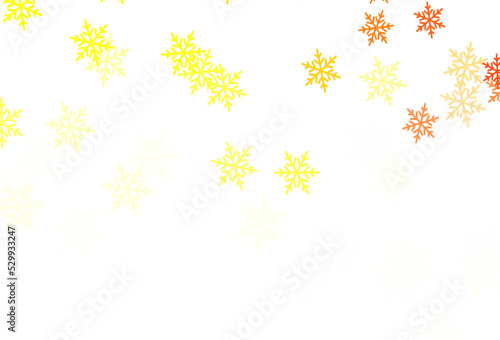 Light Green, Yellow vector background with beautiful snowflakes, stars.