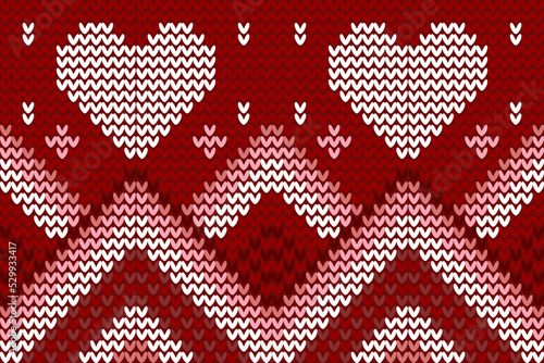 Knit print. Red knitted sweater texture Christmas seamless pattern. Sweater ornaments, vector illustration.