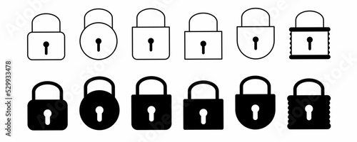 padlock icon set isolated on white background