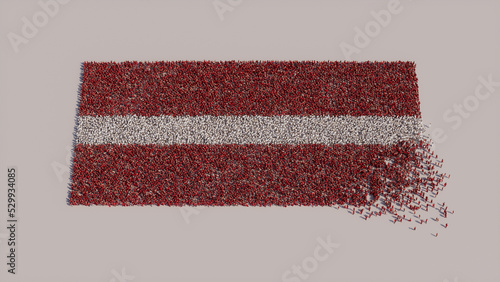 Latvian Banner Background, with People coming together to form the Flag of Latvia.