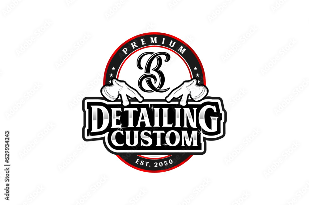 Car detailing custom logo design retro badge baroque luxury element polish coating service Car detailing custom logo design retro badge baroque luxury element polish coating service