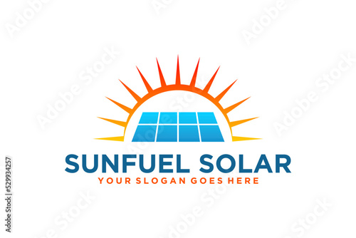 Electric solar panels logo design solar cells real estate property Eco-friendly roof window sunshine icon symbol