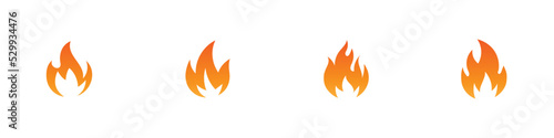 Conjunto de iconos de fuego. Concepto de llama de fuego. Silueta de hoguera. Símbolo de llama ardiente. Ilustración vectorial de diferentes estilos