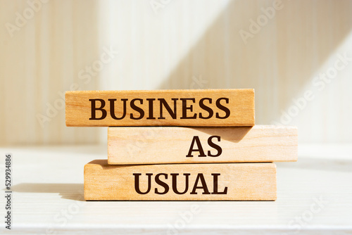 Fotografie Wooden blocks with words 'Business as Usual'. Business concept