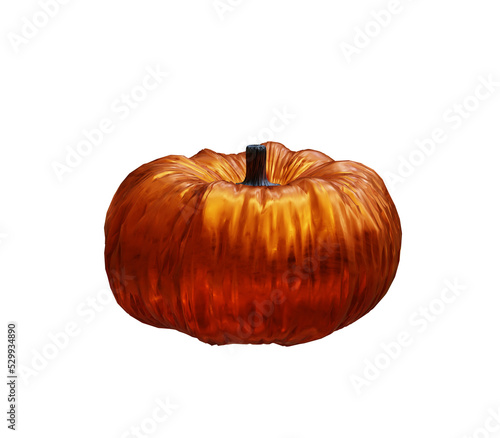 Halloween seasonal Metal pumpkin decoration isolated on Transparent background. 3D render, metal pumpkin, pumpkin PNG, Halloween pumpkin 