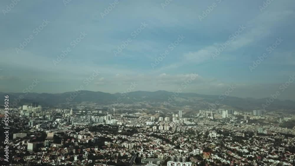 Aerial Establishing View of Mexico City on Sunny Day, Copy Space in Sky Aerial Establishing View of Mexico City on Sunny Day, Copy Space in Sky