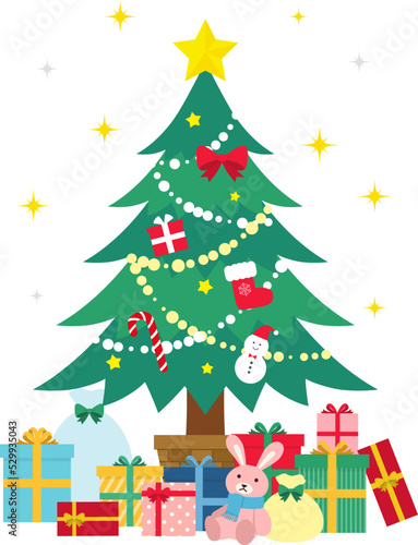 クリスマスツリーとプレゼント_ベクターイラスト
