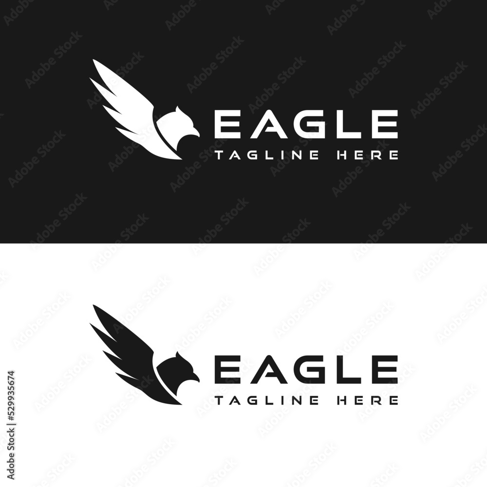 eagle head and wings silhouette logo design