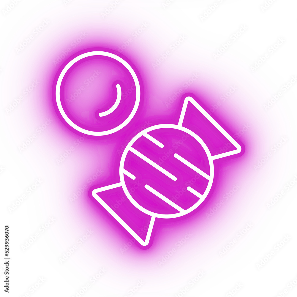 Neon pink candy icon, illustration of glowing candy on transparent background Neon pink candy icon, illustration of glowing candy on transparent background