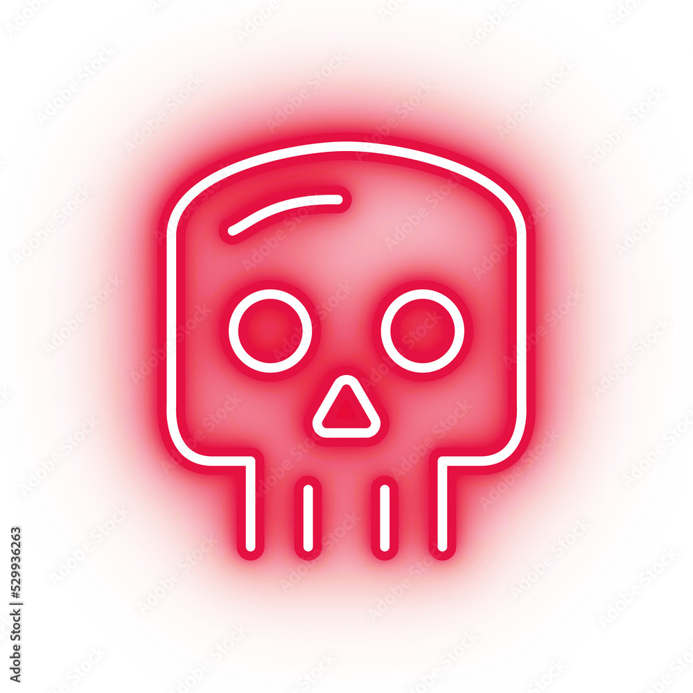 Neon red skull icon, illustration of glowing skull on transparent background Neon red skull icon, illustration of glowing skull on transparent background