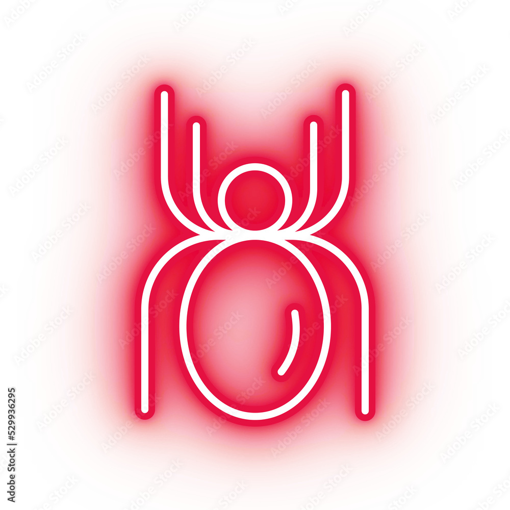 Neon red spider icon, illustration of glowing spider stone Neon red spider icon, illustration of glowing spider stone