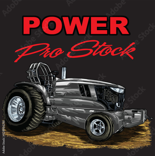  pro stock tractor isolated on black background for poster, t-shirt print, business element, social media content, blog, sticker, and card. vector illustration.