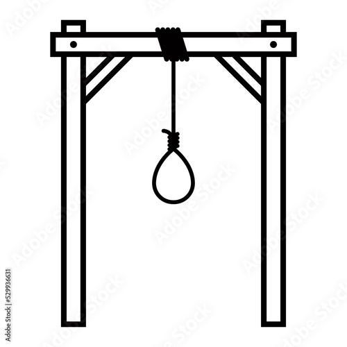 black icon wooden gallows for the execution of a criminal. flat vector illustration.