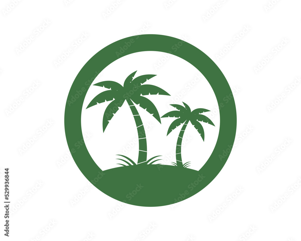 Obraz premium Circle shape with palm tree inside