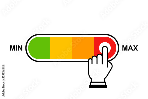 the cursor switches the slider to the maximum mode. flat vector illustration.