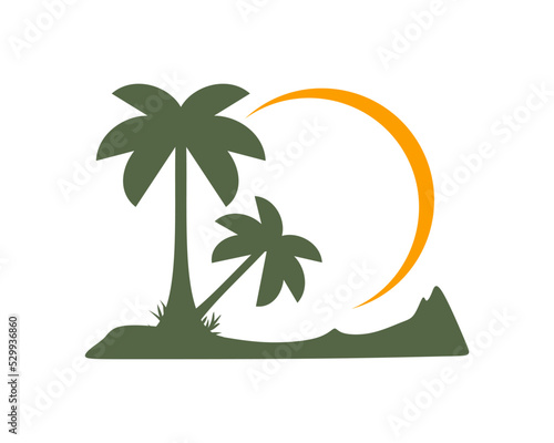Two palm tree with sunset