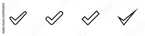 Icono de verificación de aprobación. Concepto de visto, bien, aprobado, correcto, seleccionado. Ilustración vectorial estilo línea simple